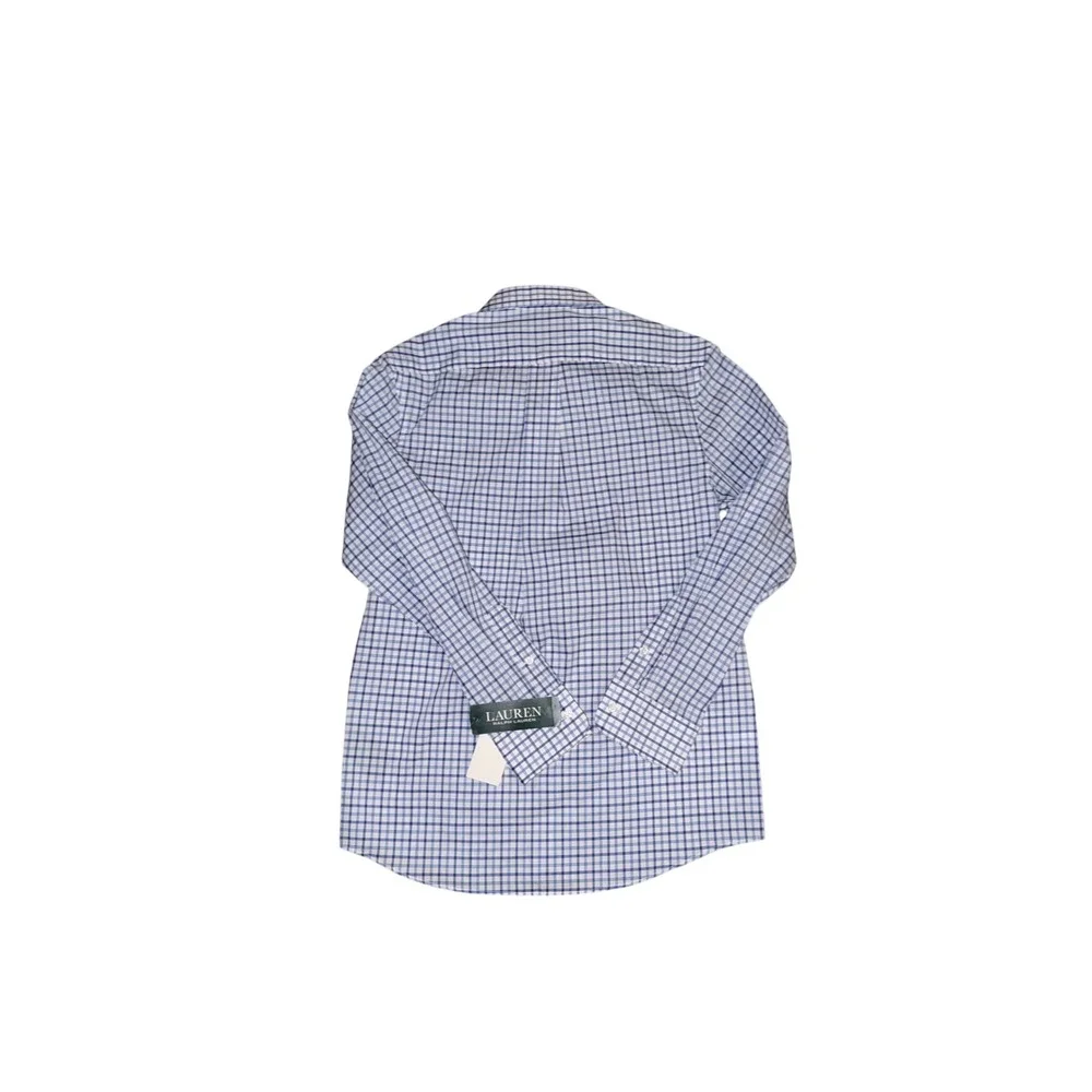 948. Ralph Lauren Big Kids Size 16R Navy Blue Checkered Button-Up Shirt